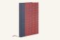 Preview: Diary unlined, red patterned cover, brown, white, linen spine taupe